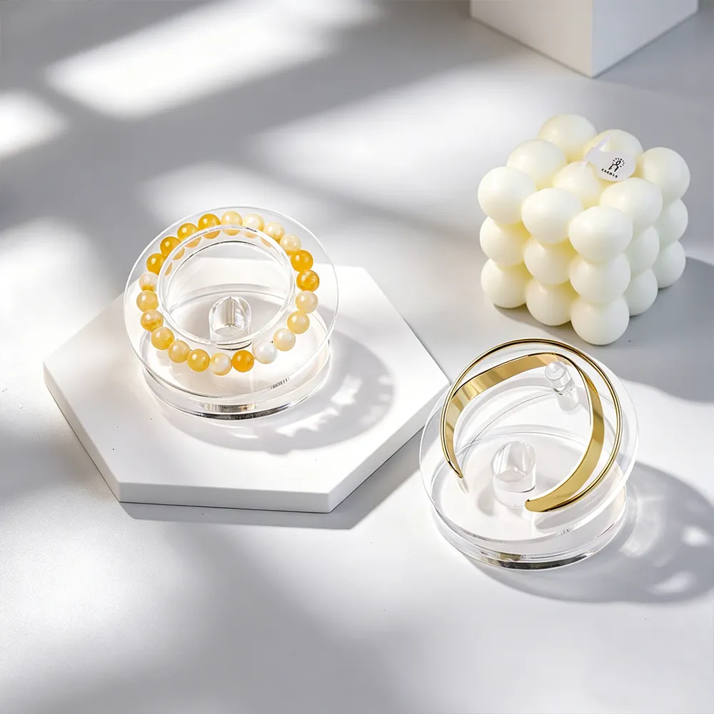 Clear Acrylic Round Bracelet & Bangle Display Stand Jewelry Holder