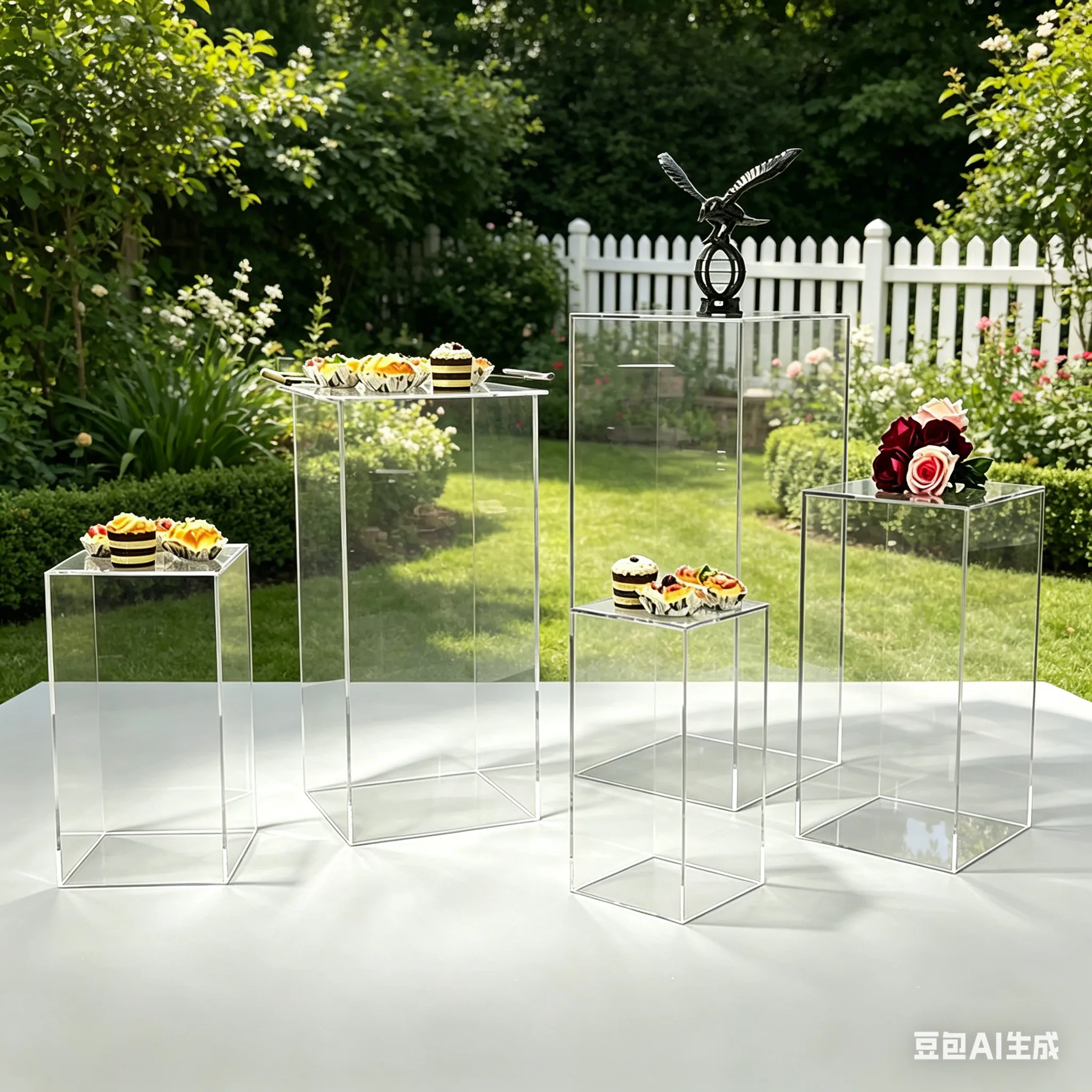 Clear Acrylic Square Display Pedestal Dessert Table & Event Stand