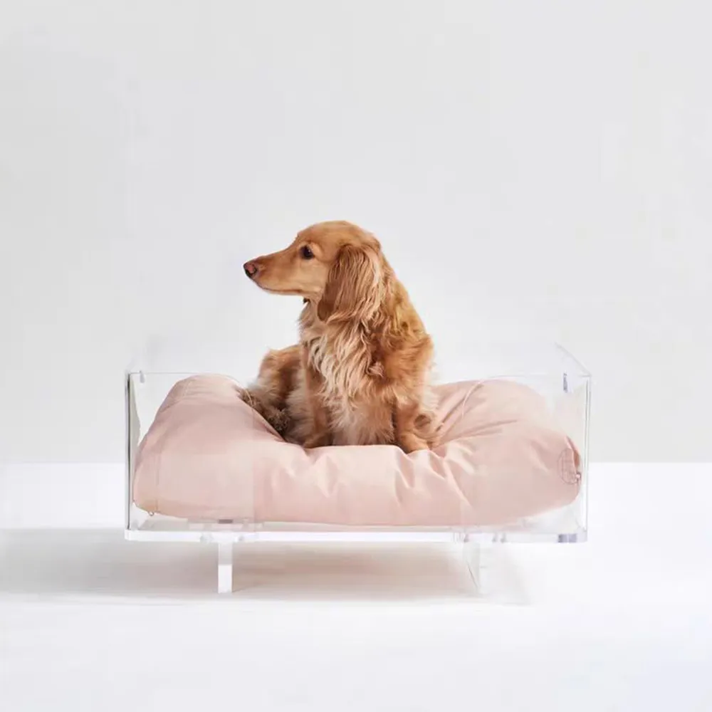 Clear Acrylic Square Pet Bed Luxury Cat & Dog Sofa Bed
