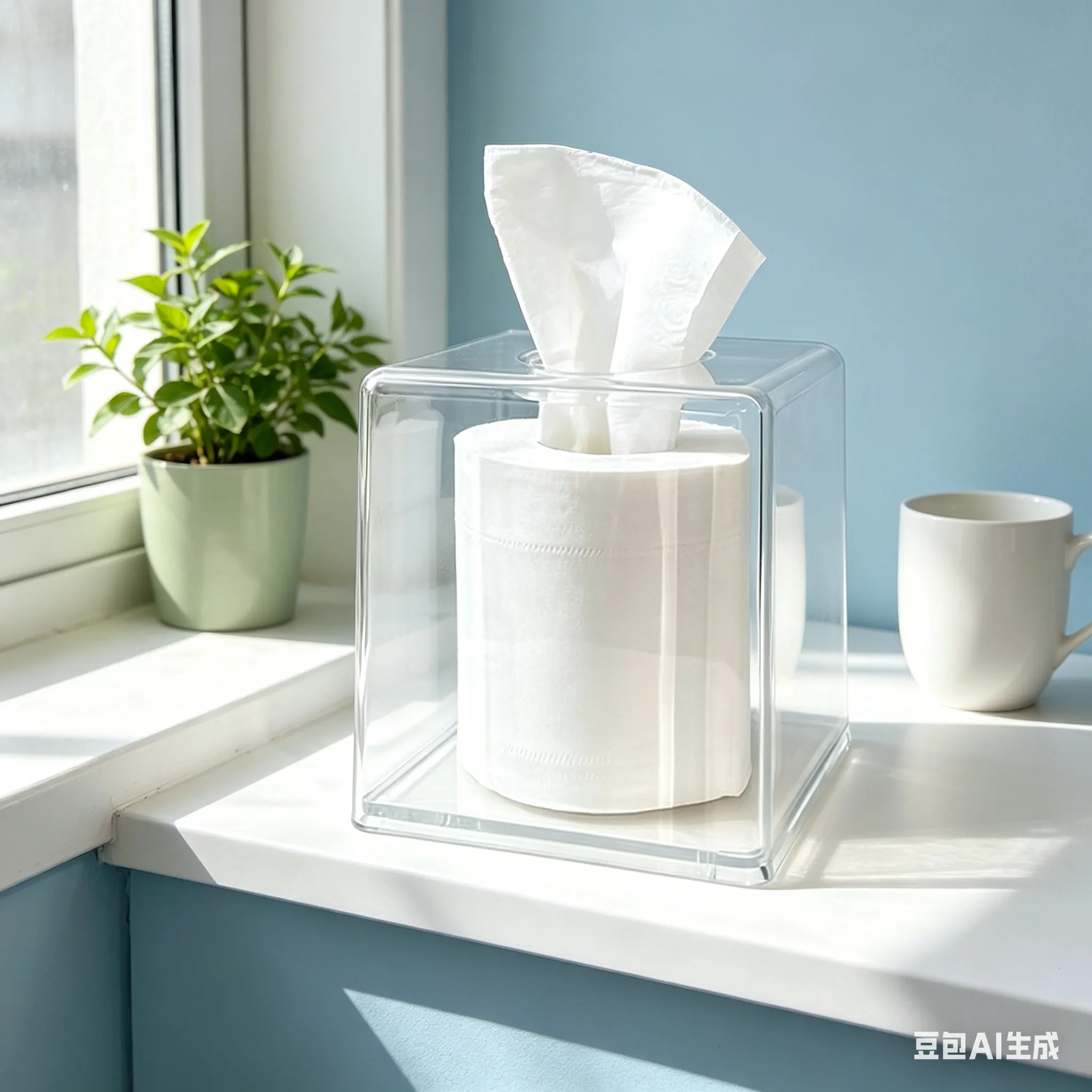 Clear Acrylic Square Toilet Roll Holder Minimalist Ins-Style Tissue Box.
