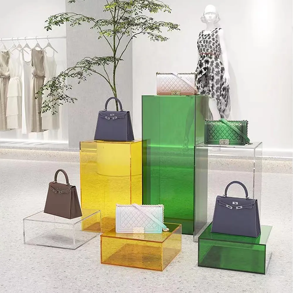 Colored Acrylic Square Display Risers Tiered Stand Set