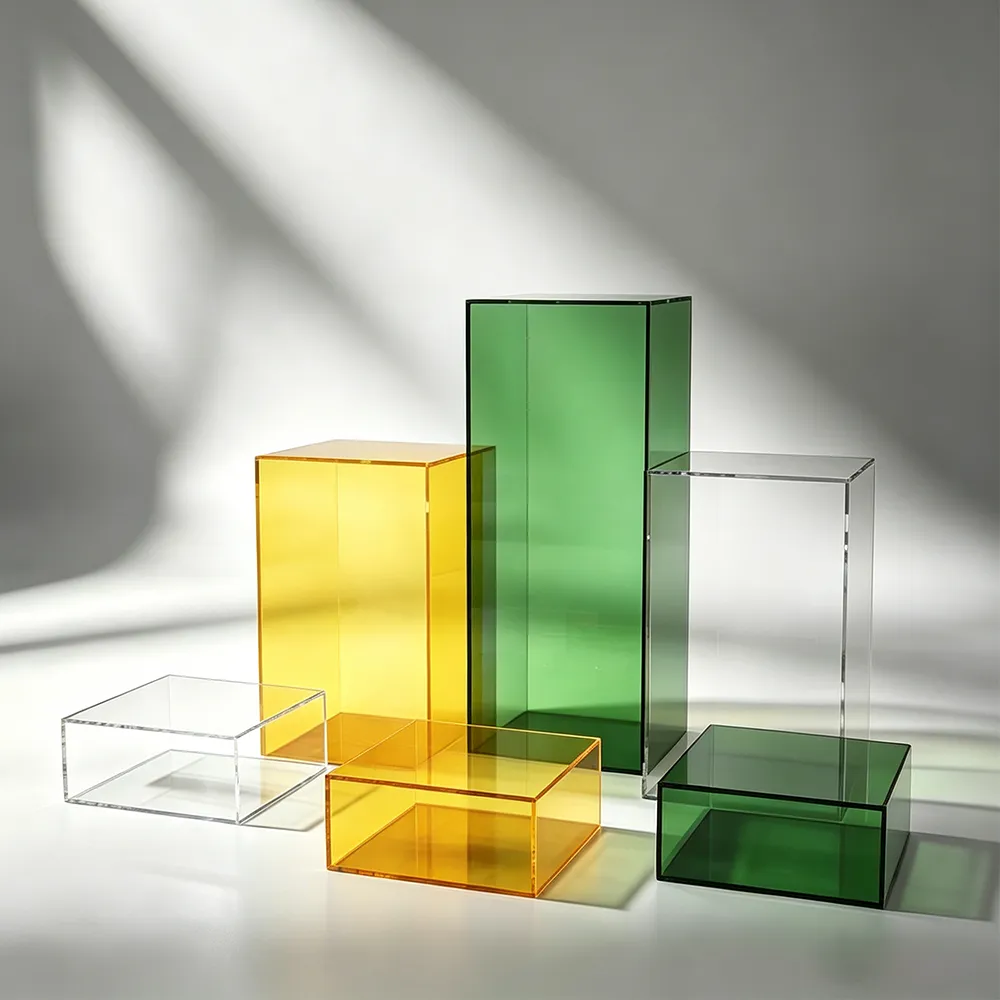 Colored Acrylic Square Display Risers Tiered Stand Set.