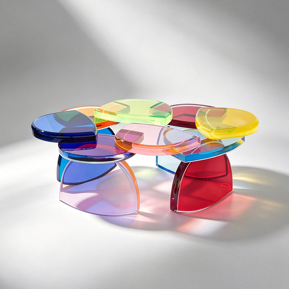 Colorful Transparent Acrylic Art Coffee Table