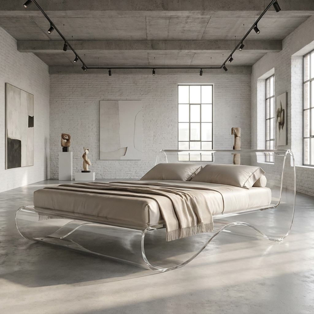 Curved_Waves_Acrylic_Bed_Art_Gallery_Loft.