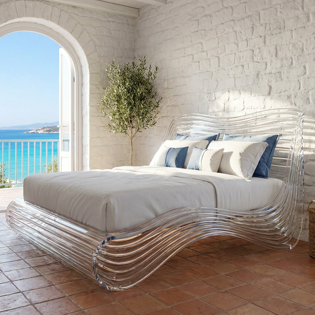 Curved_Waves_Acrylic_Bed_Mediterranean_Villa.