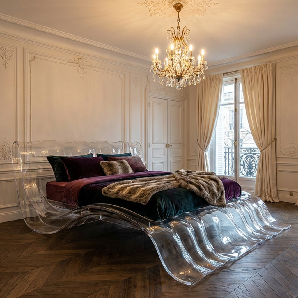 Curved_Waves_Acrylic_Bed_Paris_Apartment.