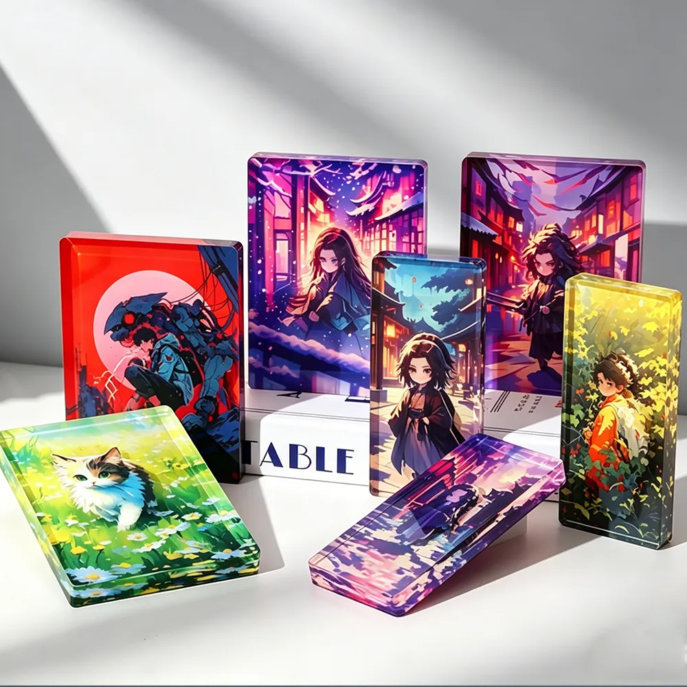 Custom Printed Acrylic Block Display AnimeArt Crystal-like Desk Decor