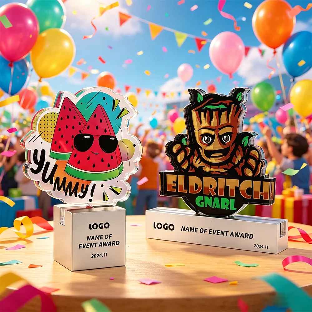 Custom Printed Acrylic Trophy Fun Shaped Award for Events & Souvenirs.