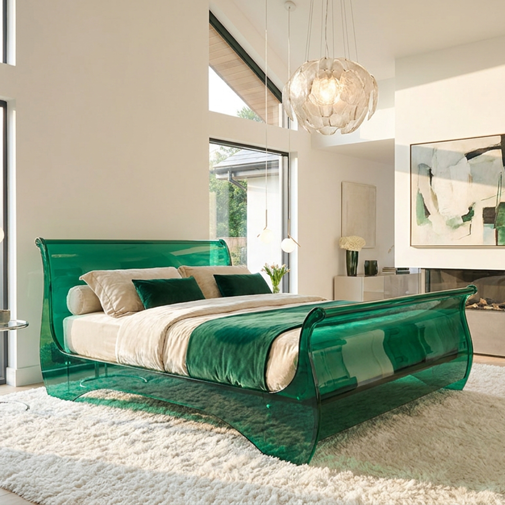 Emerald_Green_Sleigh_Acrylic_Bed_Scene_4.