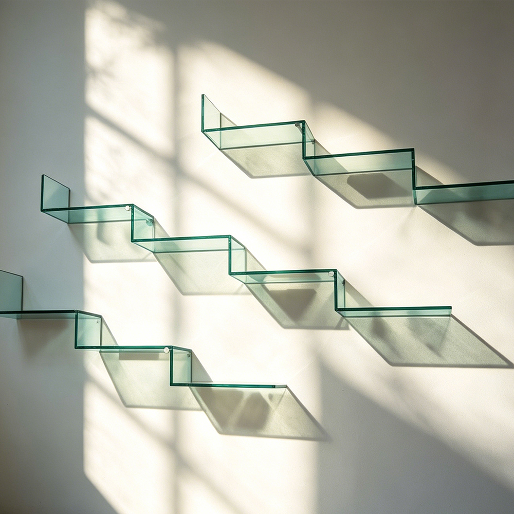 Green Acrylic Geometric Wall Shelf Minimalist Floating Display Storage