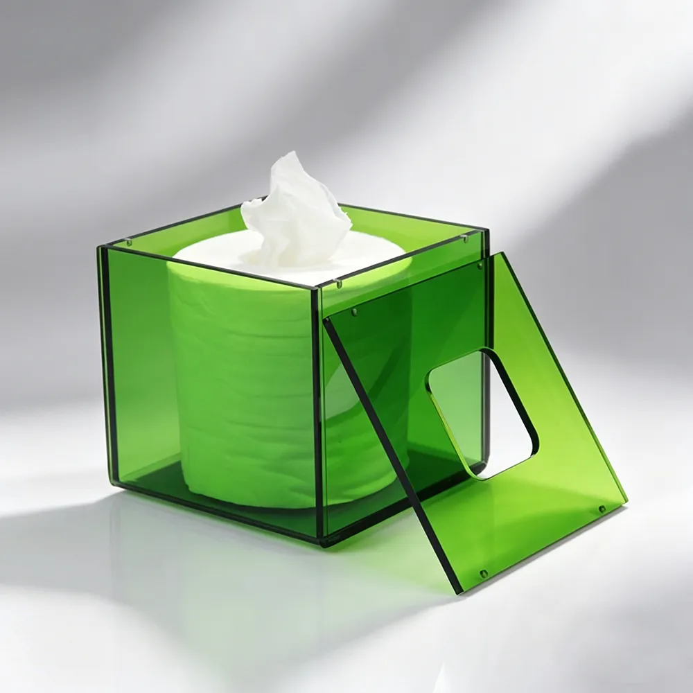 Green Transparent Acrylic Square Toilet Roll Holder Nordic Ins-Style Bathroom Tissue Box