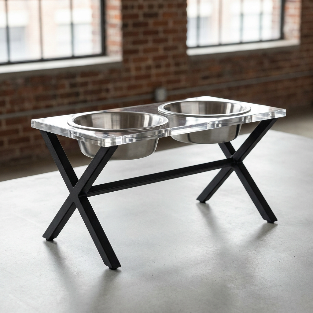 Industrial_Clear_Acrylic_Metal_Frame_Pet_Bowl_Studio
