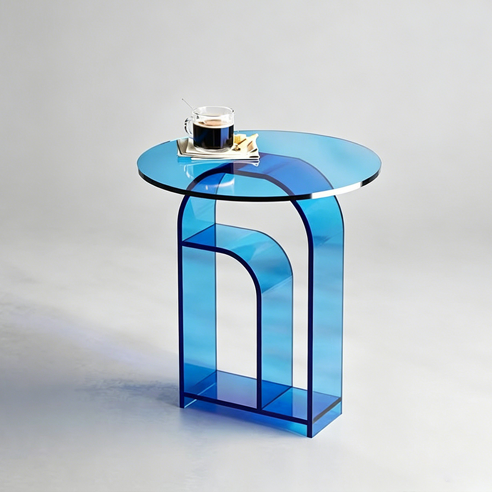 Klein Blue Transparent Acrylic Round Side Table
