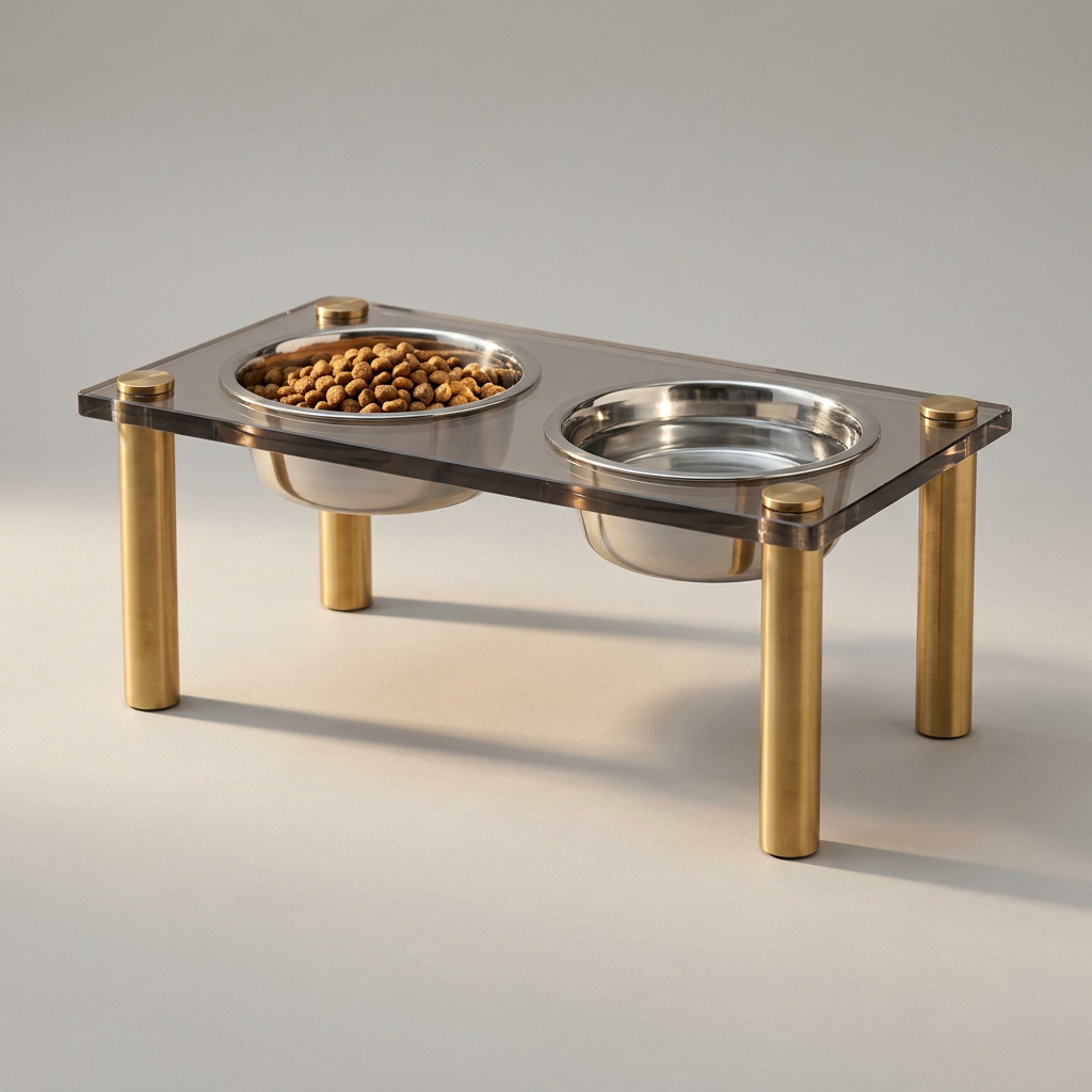 Luxury_Smoke_Grey_Acrylic_Brass_Pet_Bowl_Studio