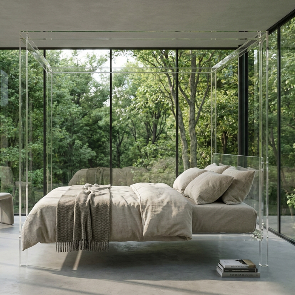 Modern_Minimalist_Acrylic_Poster_Bed_Glass_House.