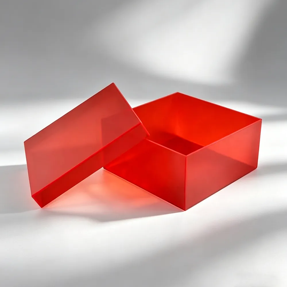 Red Semi-Transparent Acrylic Storage Box Lidded Organizer & Gift Box