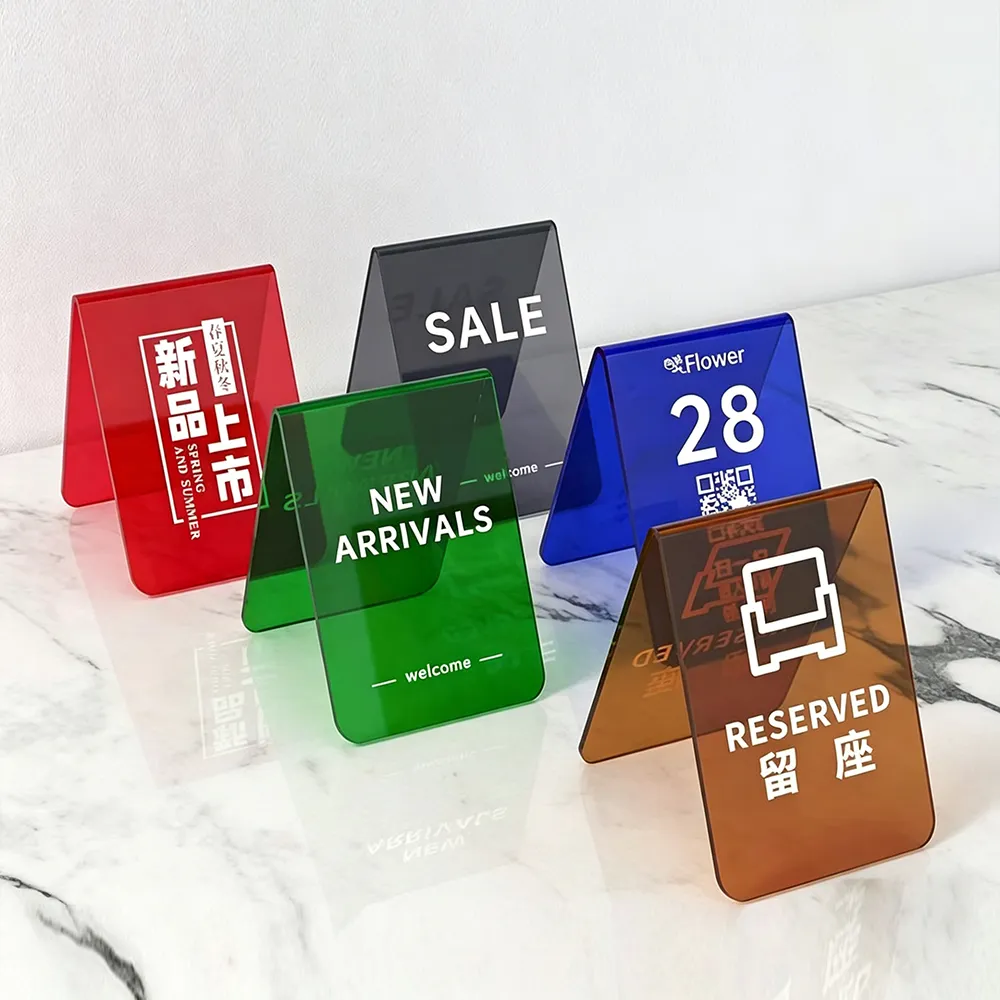 Smoked Acrylic A-Frame Table Tent Stand Retail Info Sign Holder.