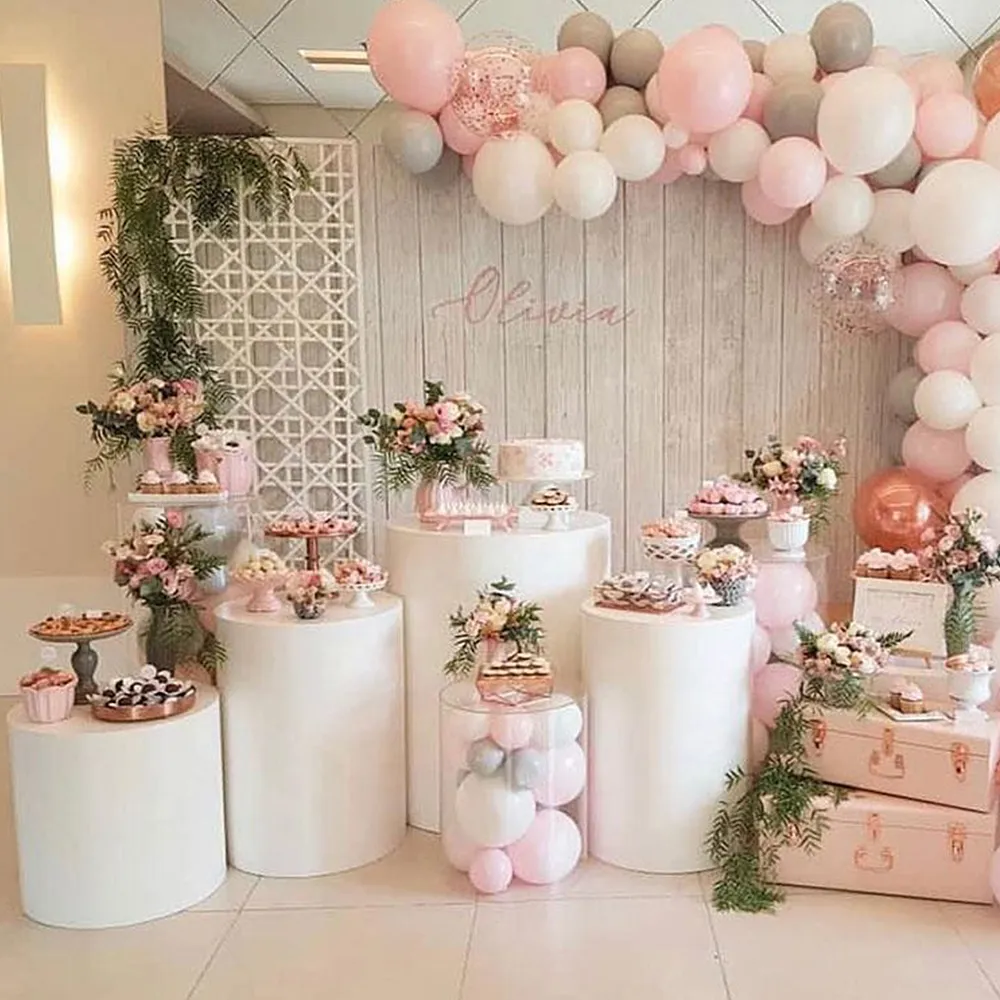 White Acrylic Cylinder Dessert Table Wedding & Event Tiered Display Set