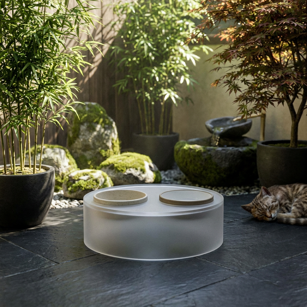 Zen_Frosted_Circular_Acrylic_Pet_Bowl_Lifestyle