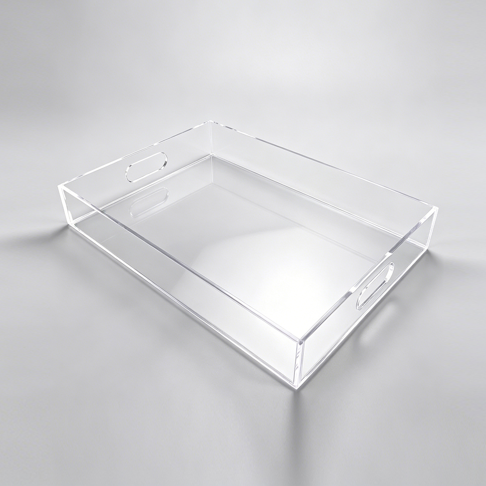 Minimalist Inset Handle Clear Acrylic Rectangular Tray