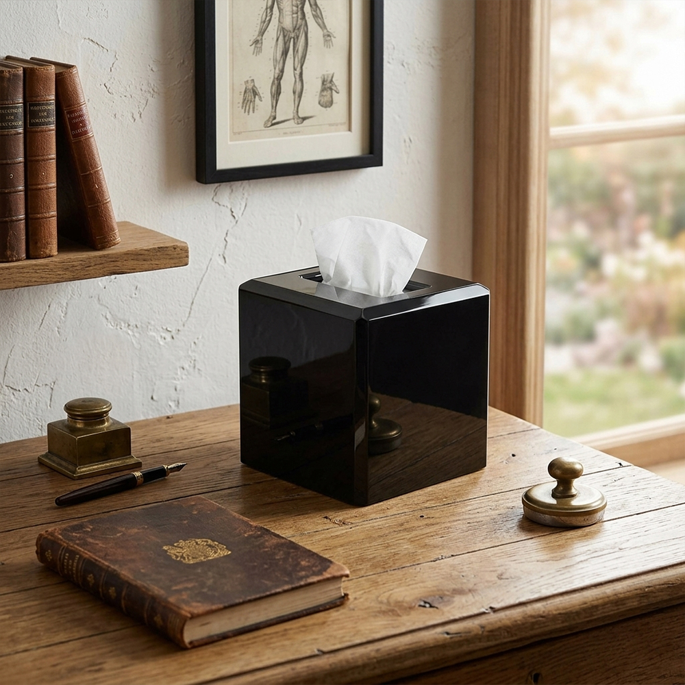 Gloss Black Mirror Square Acrylic Tissue Box