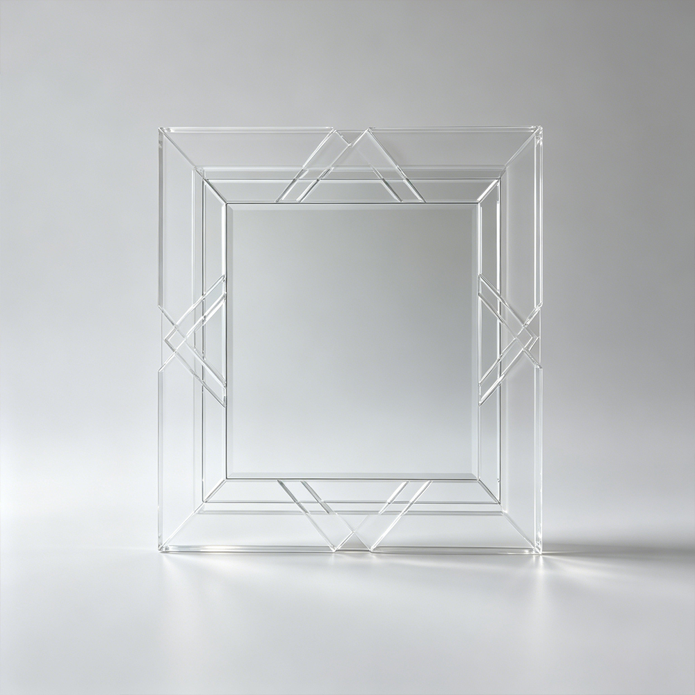 Geometric Interlocking 3D Clear Acrylic Square Wall Mirror