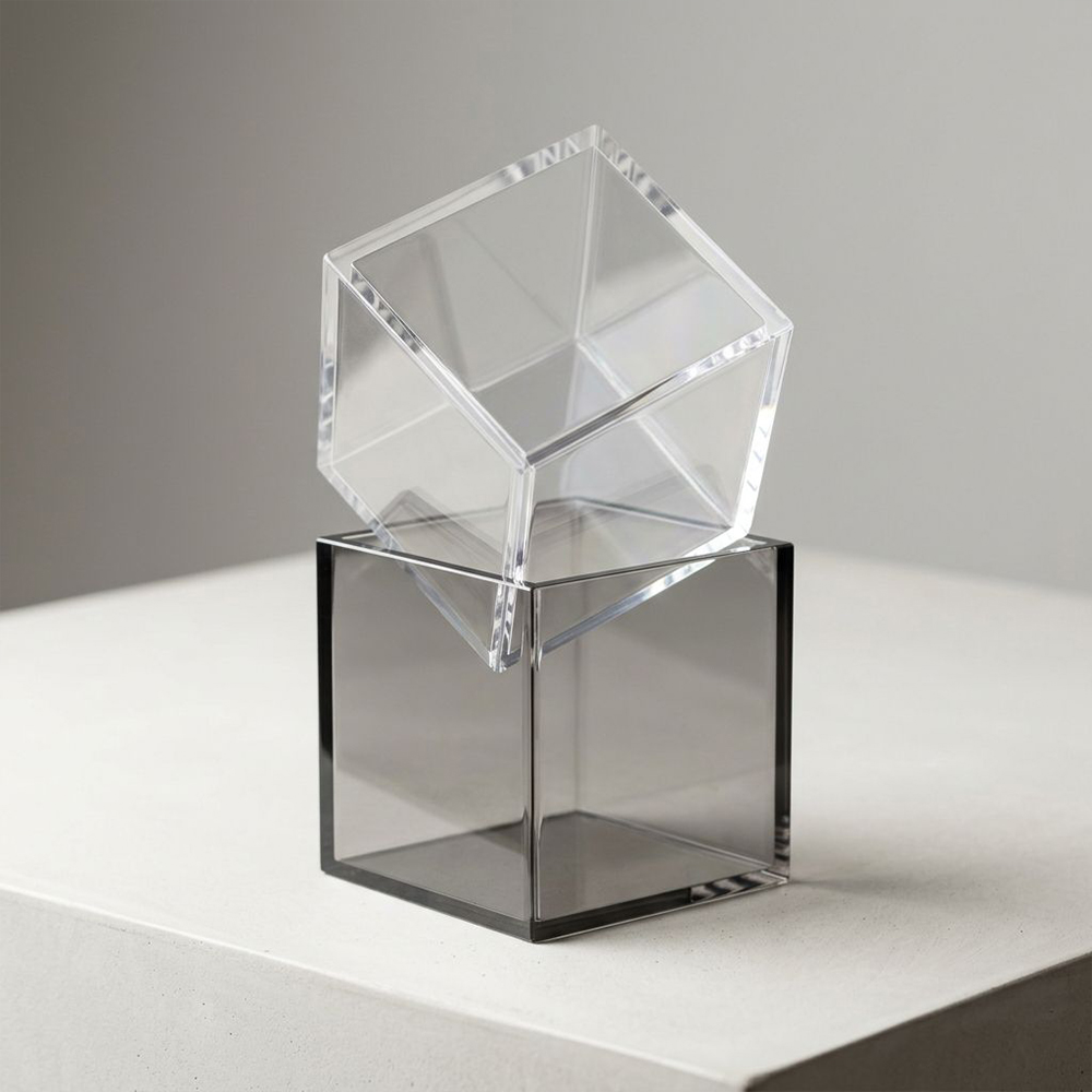 Clear Hollow Acrylic Cube Display Box Stackable Set | Wholesale Multi-Size Transparent Product Showcase Pedestal
