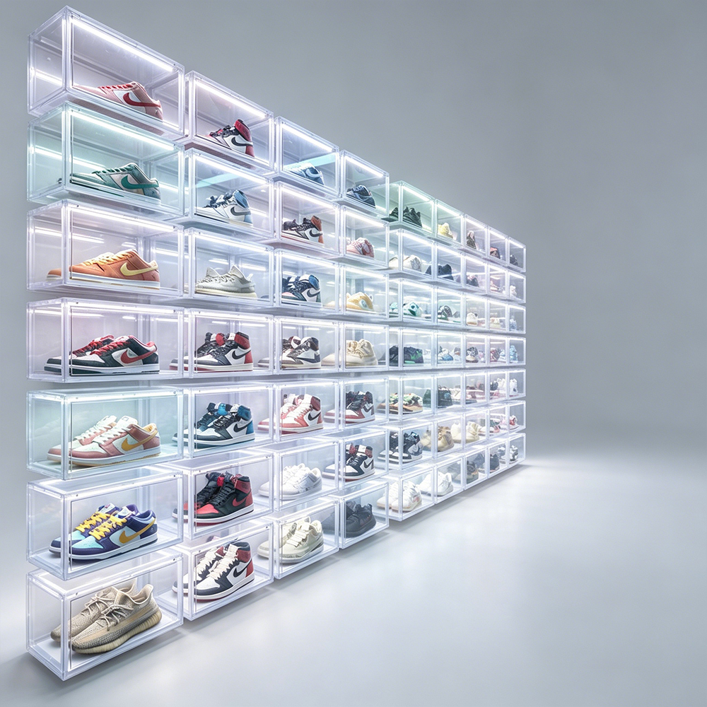 LED Lighted Modular Splicing Acrylic Sneaker Display Wall