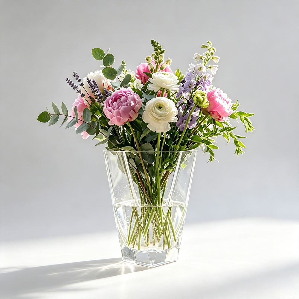 Clear Faceted Acrylic Flower Vase