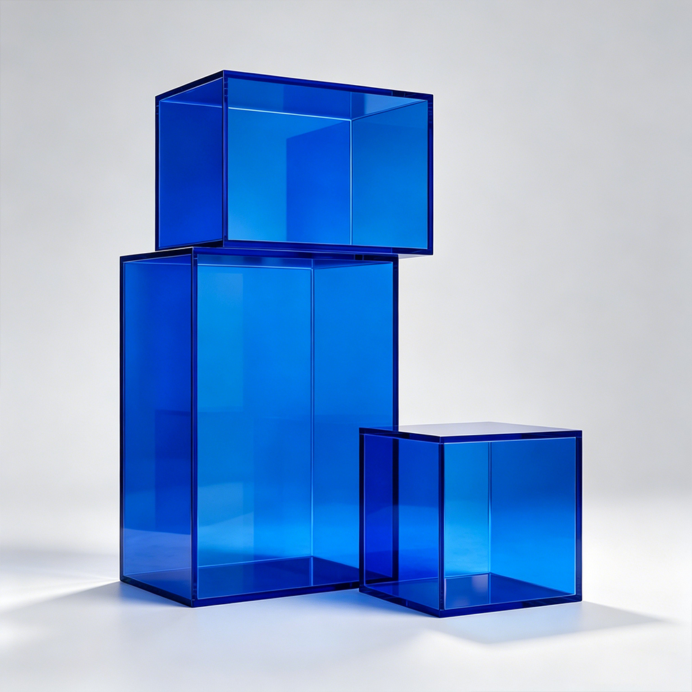 Klein Blue Hollow Acrylic Cube Display Block Set