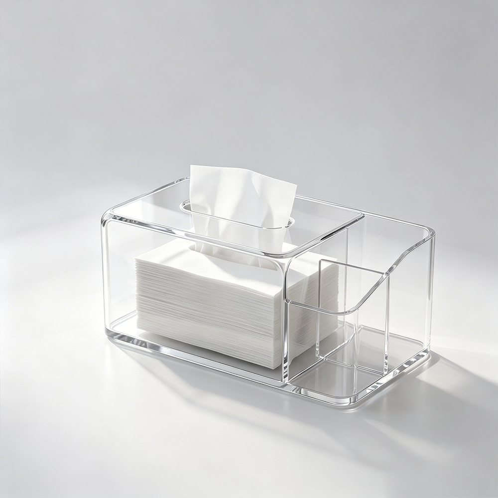 Matte Solid White Square Acrylic Tissue Cube