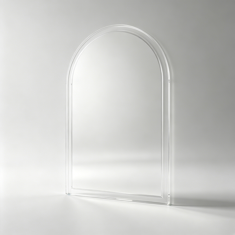 White Arched Rounded Acrylic Full Length Floor Mirror