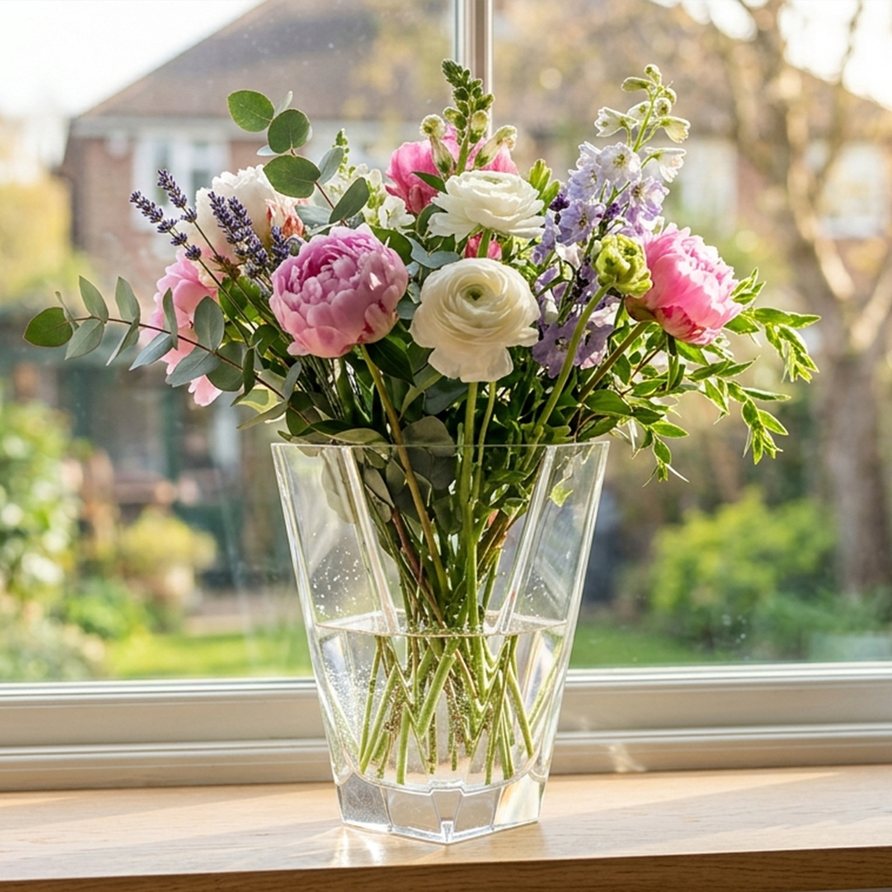 Clear Faceted Acrylic Flower Vase