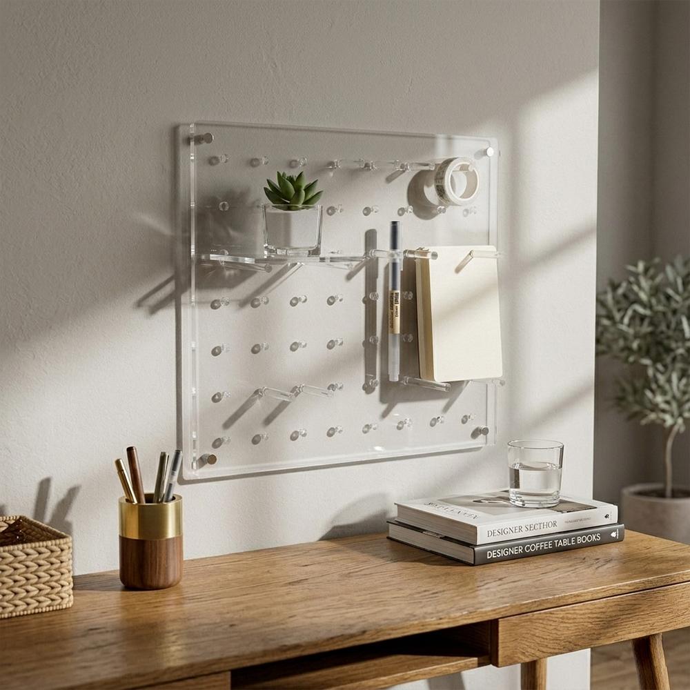 Clear Acrylic Wall Pegboard Organizer | Wholesale Office & Home Storage System