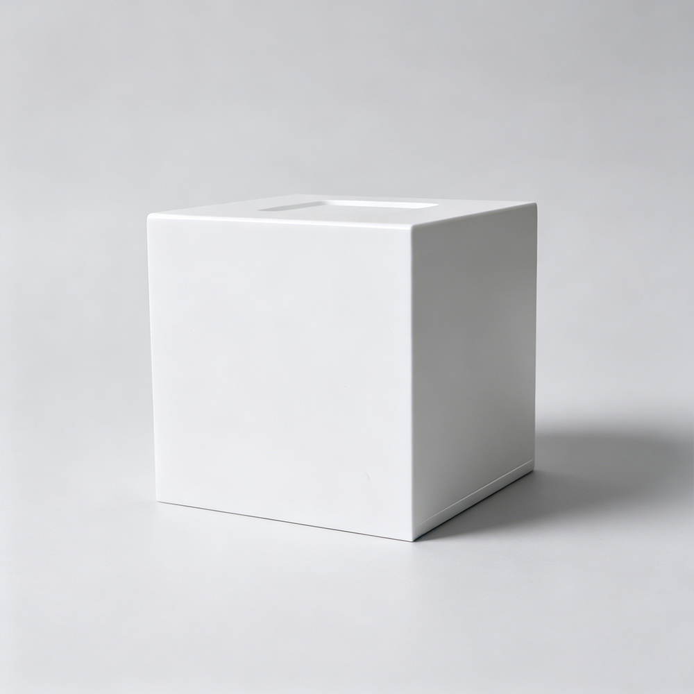 Matte Solid White Square Acrylic Tissue Cube