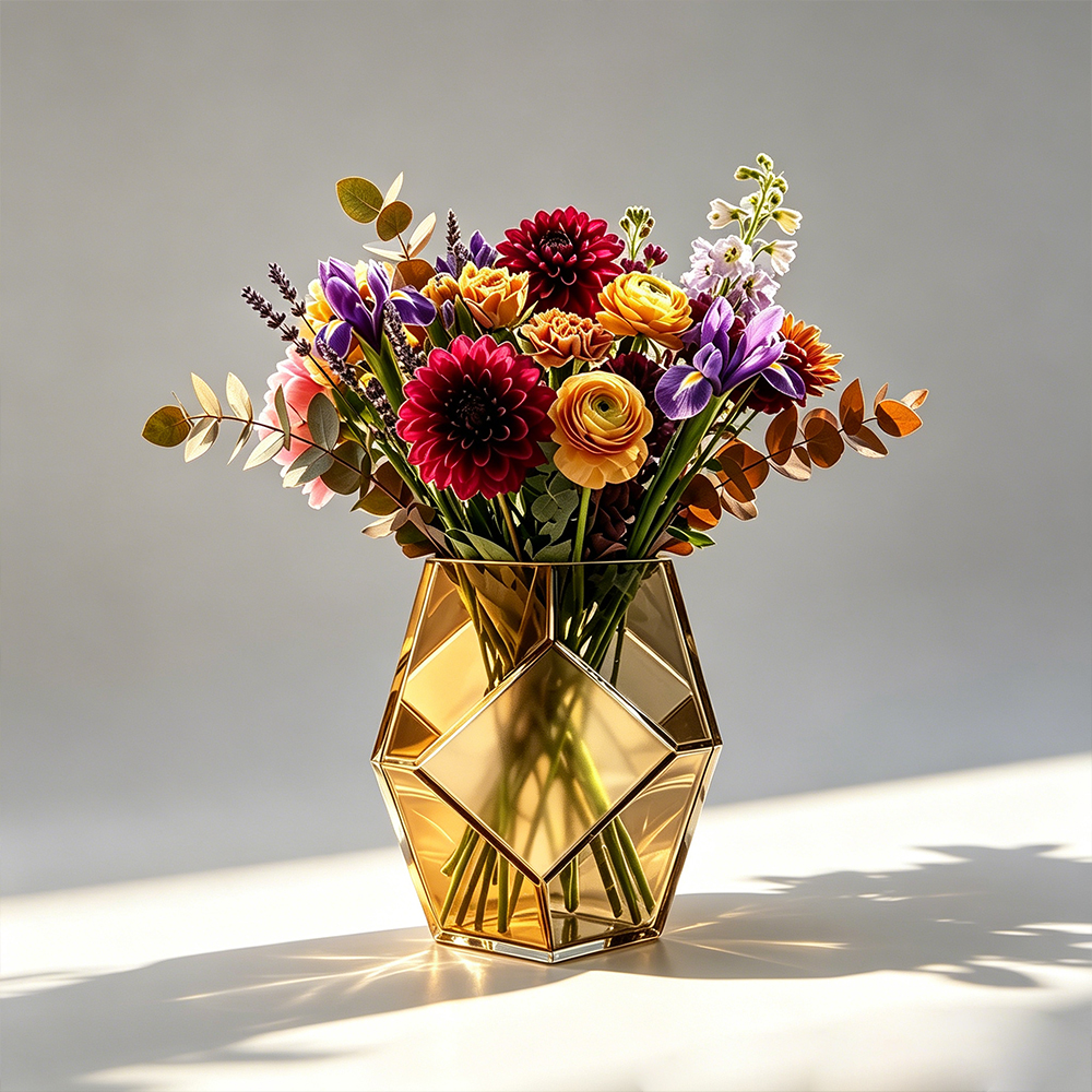 Gold Geometric Acrylic Flower Vase