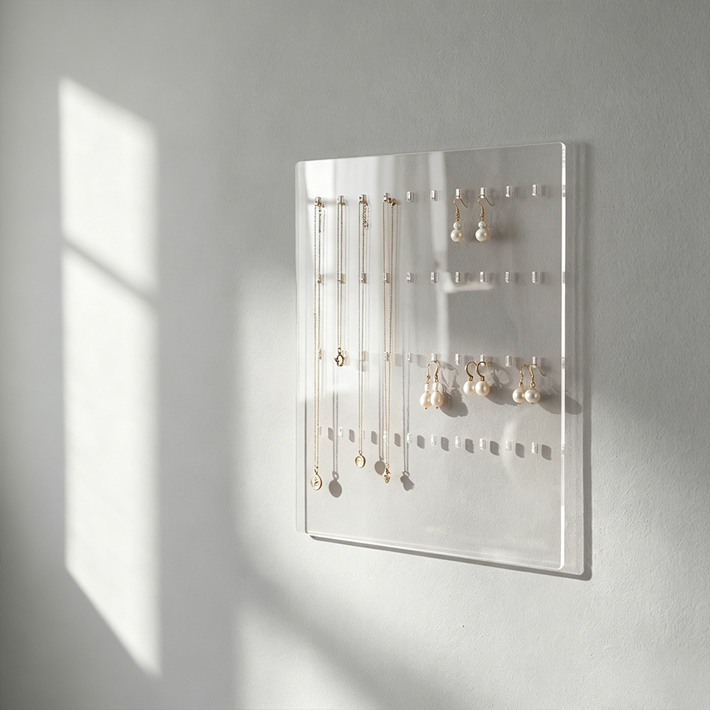 Clear Acrylic Wall Mounted Jewelry Display Board