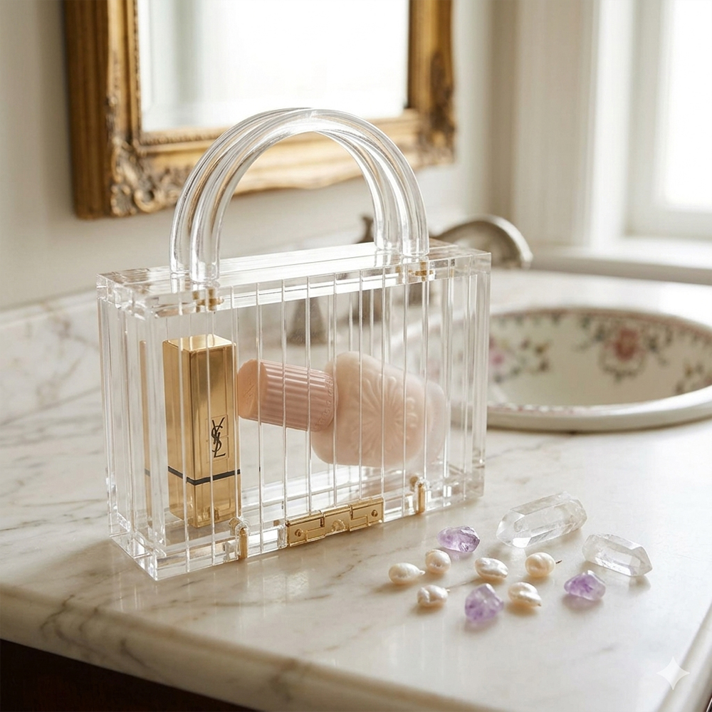 Clear Acrylic Handheld Cosmetic Storage Box
