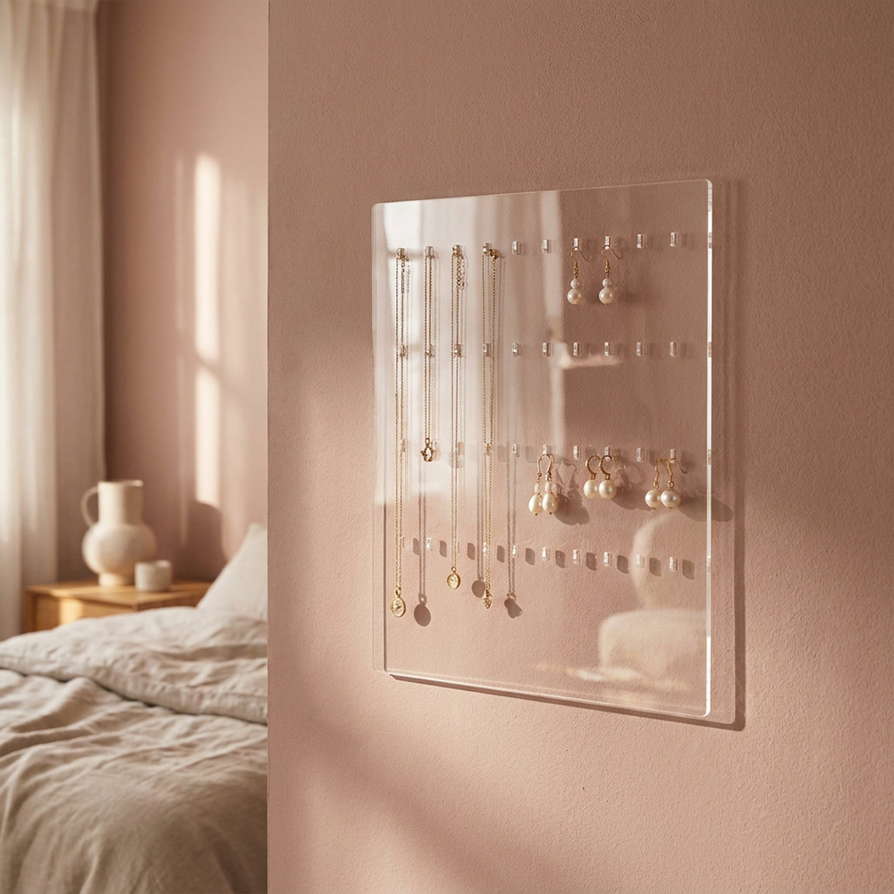 Clear Acrylic Wall Mounted Jewelry Display Board