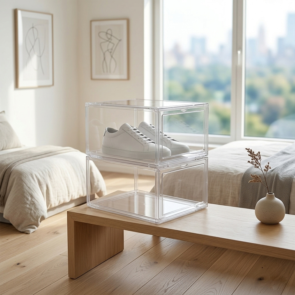 Stackable Clear Flip Front Acrylic Shoe Box