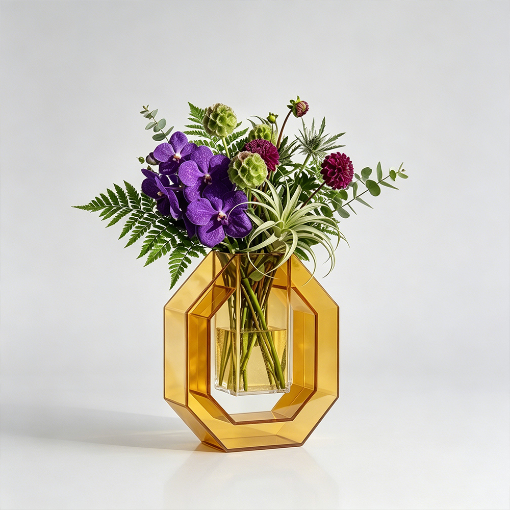 Dual-Tone Octagonal Acrylic Flower Vase