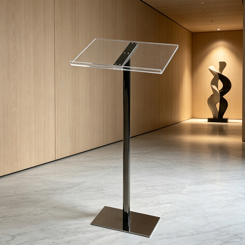 Clear Acrylic Top Info Stand with Metal Pole