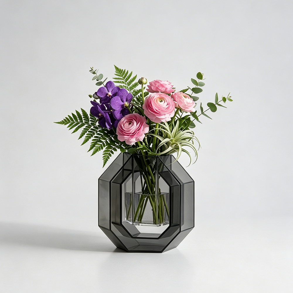 Dual-Tone Octagonal Acrylic Flower Vase