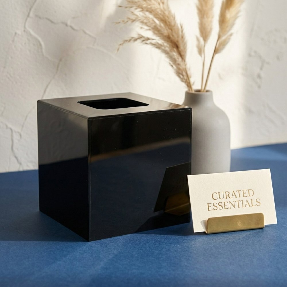 Matte Solid White Square Acrylic Tissue Cube