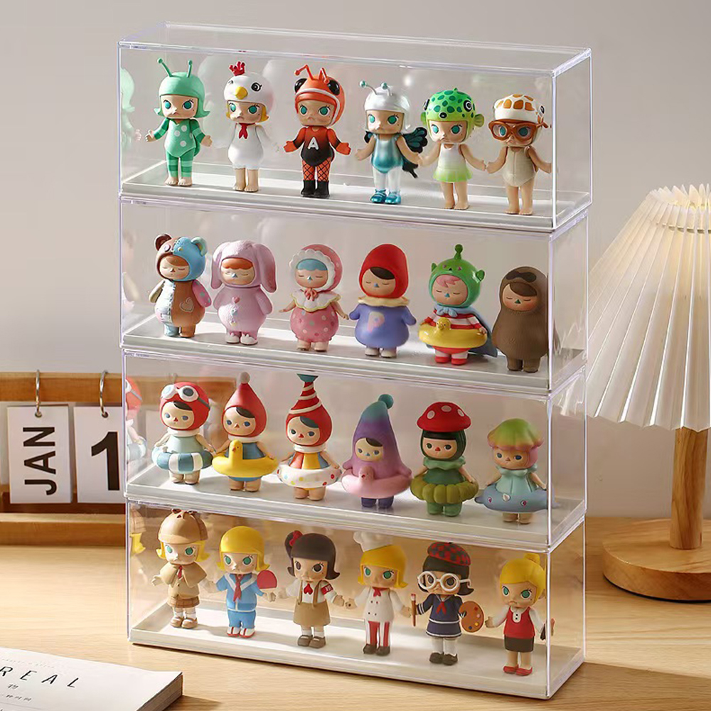 Multi-Layer Clear Acrylic Blind Figure Display Case with Base