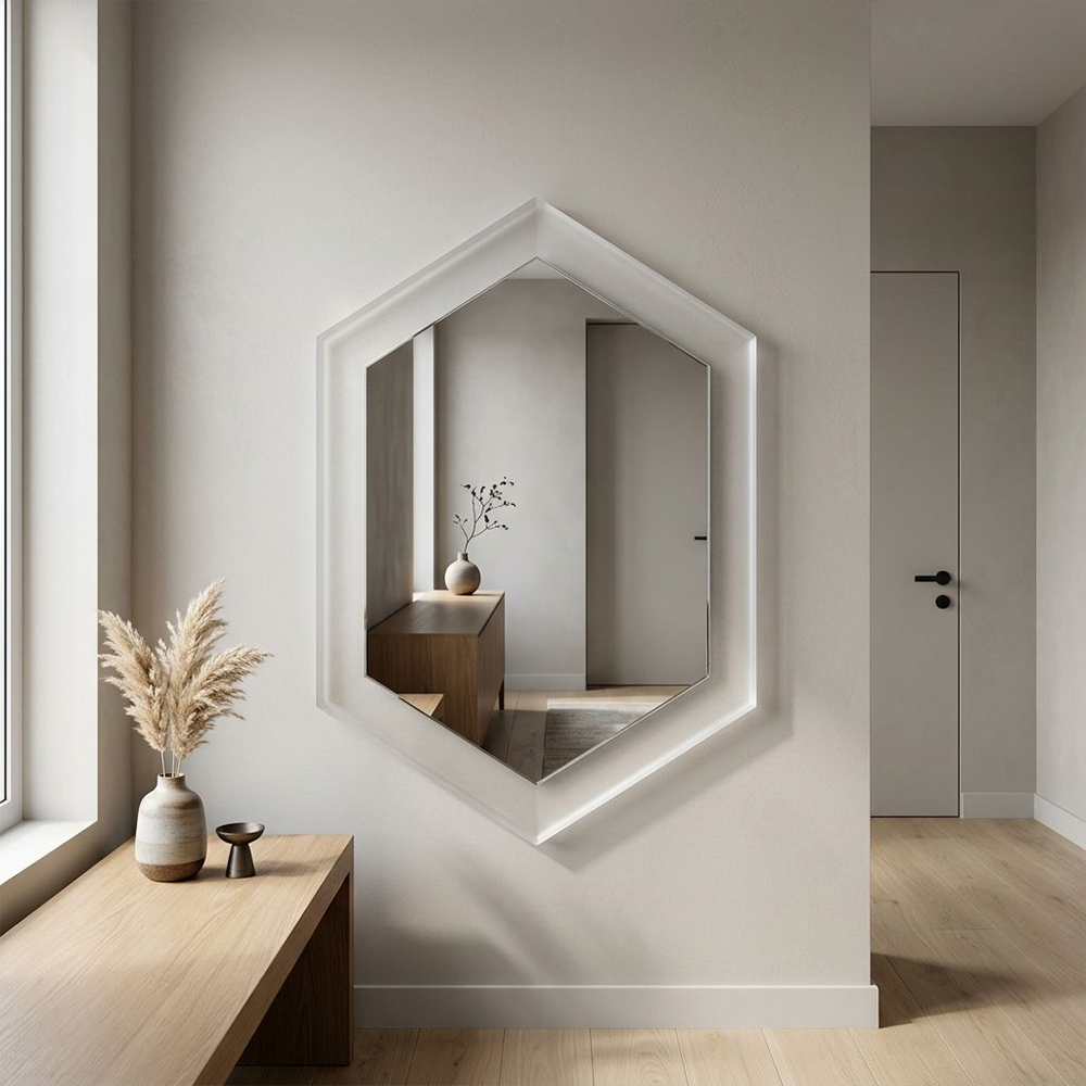 3D Beveled Hexagonal Clear Acrylic Wall Mirror