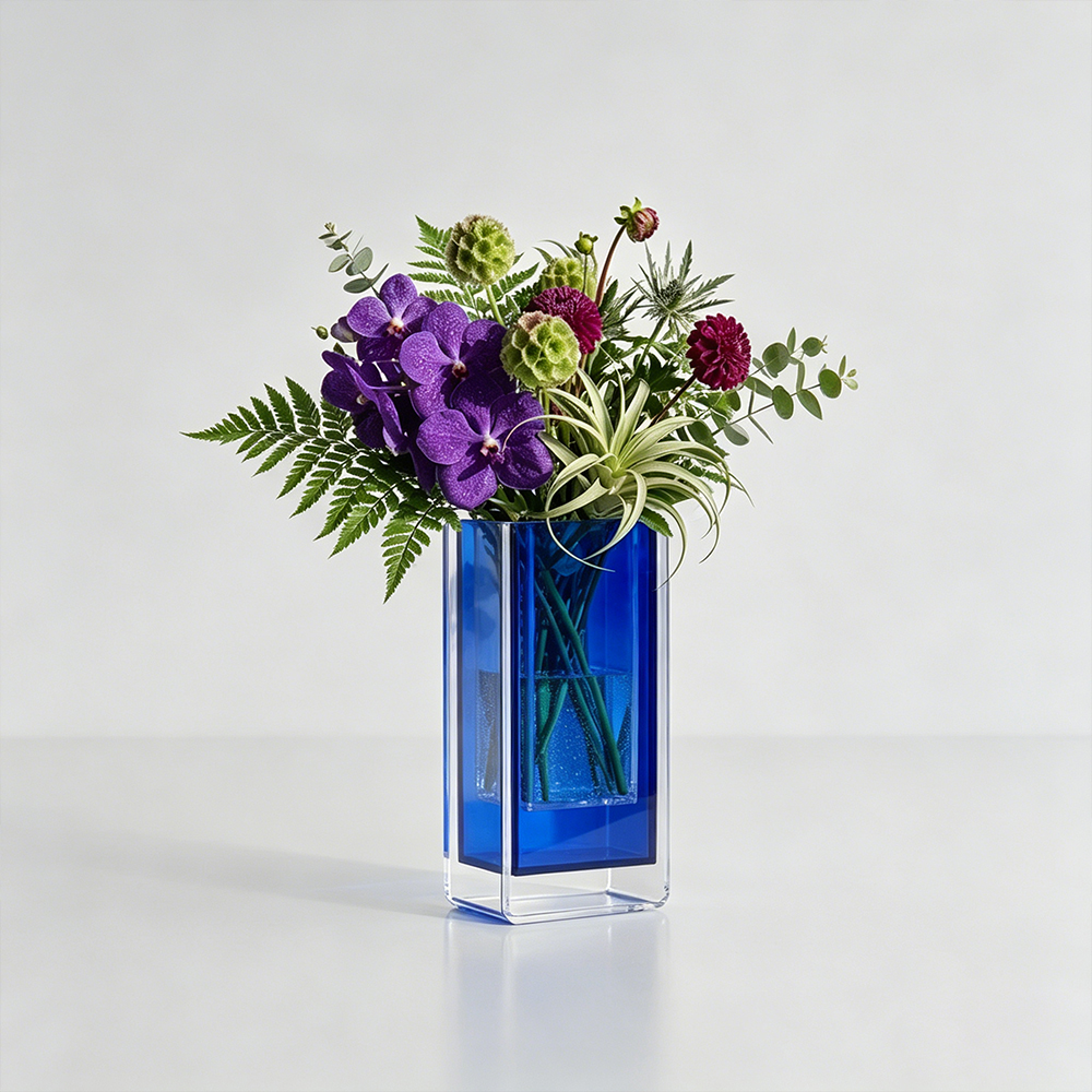 Dual-Layer Square Acrylic Flower Vase