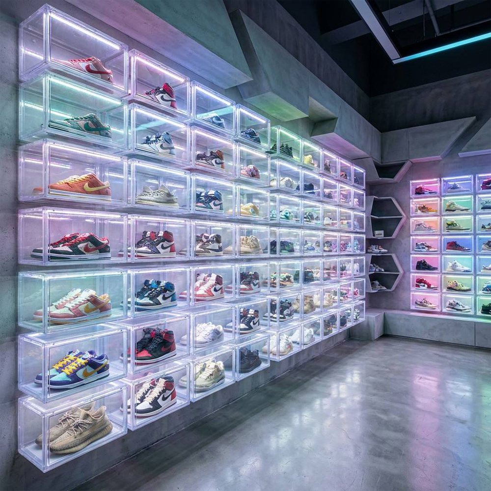LED Lighted Modular Splicing Acrylic Sneaker Display Wall