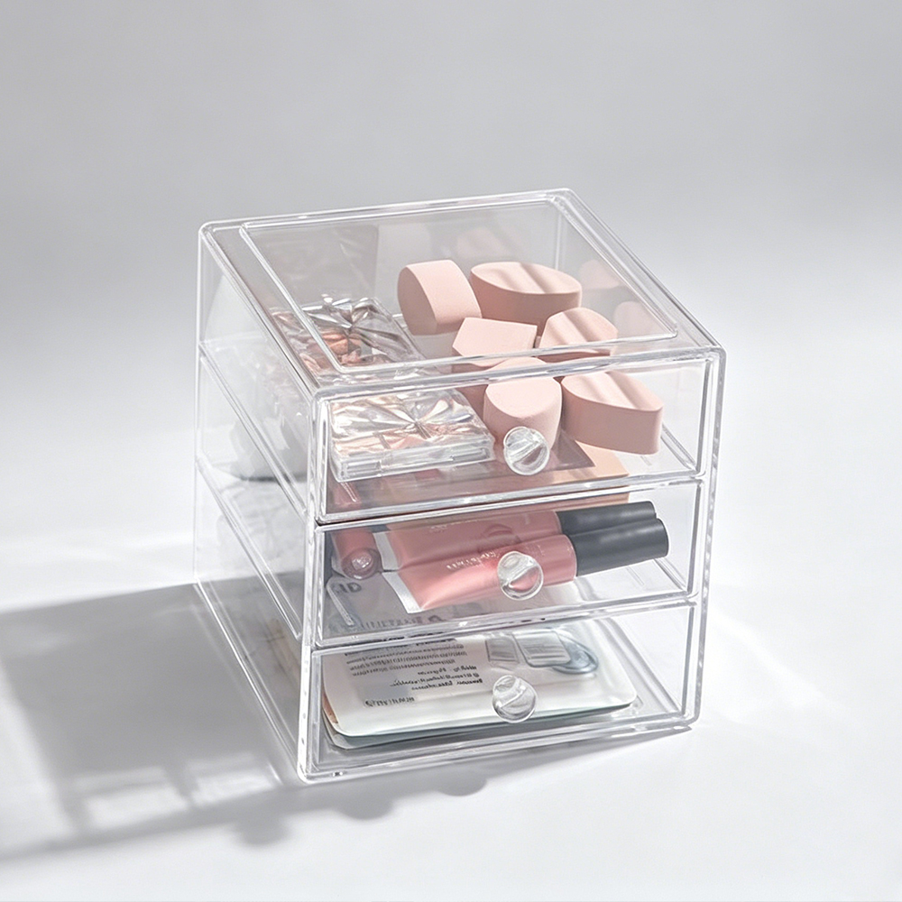 3 Drawer Clear Acrylic Makeup Organizer Box