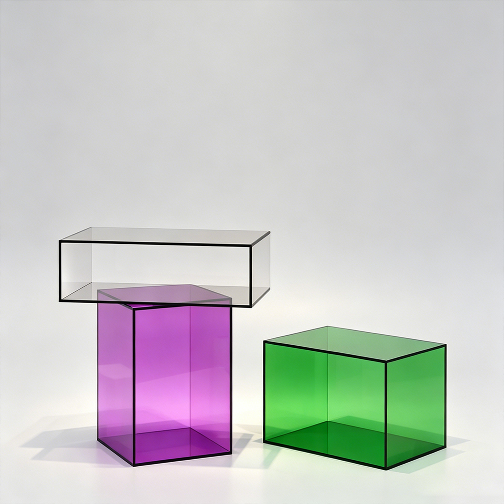 Purple & Green Tinted Hollow U-Shaped Acrylic Display Stand Set